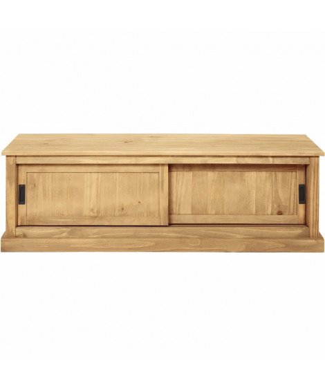 ESTEBAN Meuble TV 2 portes coulissantes en bois pin massif - L 140 x P 45 x H 45 cm