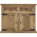 Buffet 2 portes 2 tiroirs - Bois massif - L 100 x P 48 x H 80,5 cm - VITO