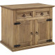 Buffet 2 portes 2 tiroirs - Bois massif - L 100 x P 48 x H 80,5 cm - VITO