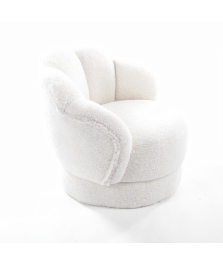 Fauteuil club enfant - Tissu blanc - Bois pin massif - L 47,5 x P 44 x H 42 cm - ANGA