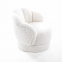 Fauteuil club enfant - Tissu blanc - Bois pin massif - L 47,5 x P 44 x H 42 cm - ANGA