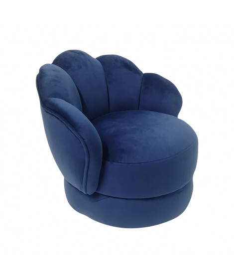 Fauteuil club enfant - Velours bleu nuit - Bois pin massif - L 47,5 x P 44 x H 42 cm - ANGA