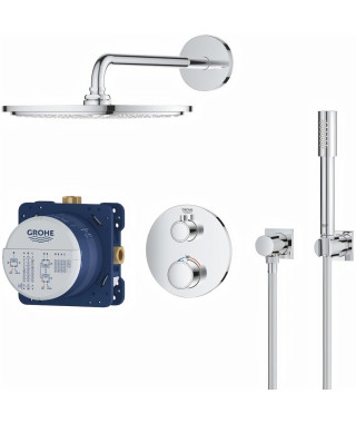 GROHE Ensemble de douche 2 jets Cosmopolitan 310 Grohtherm 34731000- Commande encastrée-Economie d'eau-Anti-calcaire-Chrome