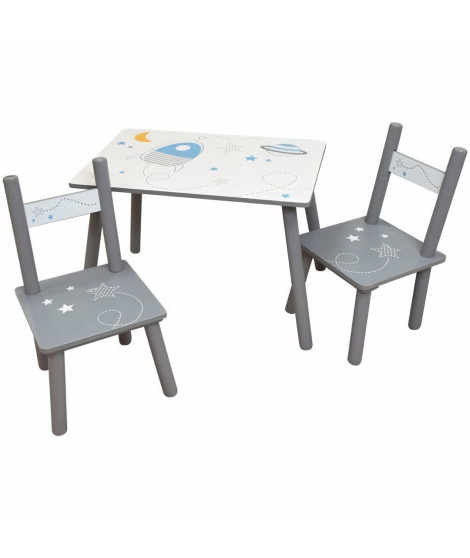 ESPAC Table rectangulaire 41,5x61x42 cm + 2 chaises 49,5x31x31,5 cm pour enfant