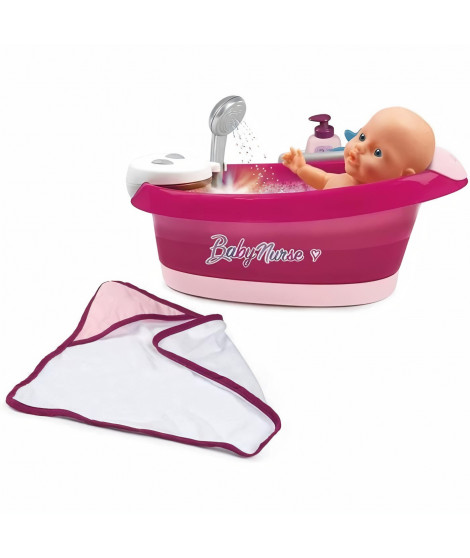 Smoby - Baby Nurse - Baignoire Balnéo - Pour Poupons et Poupées - Jets d'eau et Bulles - Lumieres LED
