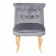 JODIE Fauteuil crapaud - Pieds en bois - Velours gris - L 56 x P 63 x H 73 cm