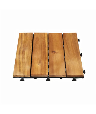 Garden Mood Lot de 10 dalles clipsables de 4 lattes en acacia clair