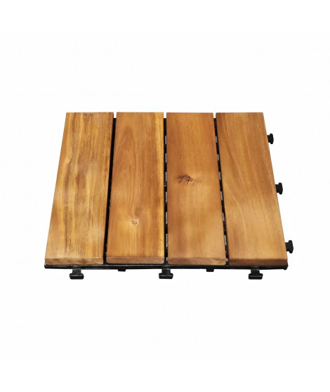 Garden Mood Lot de 10 dalles clipsables de 4 lattes en acacia clair