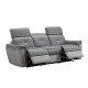 Canapé relax électrique 3 places - Cuir et tissu Gris - L 214 x P 102 x H 83 cm - SUNSHINE