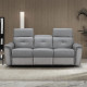 Canapé relax électrique 3 places - Cuir et tissu Gris - L 214 x P 102 x H 83 cm - SUNSHINE