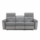Canapé relax électrique 3 places - Cuir et tissu Gris - L 214 x P 102 x H 83 cm - SUNSHINE