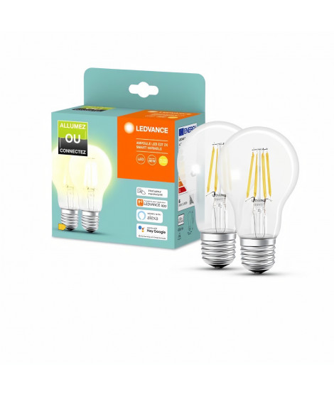 LEDVANCE Lot de 2 Ampoules connectées ART+ Blutooth filament classic A60 E27