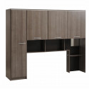 PARISOT Environnement de Lit 140x190 4 portes 2 colonnes + penderie + 1 miroir - Décor noyer - L 239.6 x P 51,5 x H 195 cm - YSA