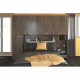 PARISOT Environnement de Lit 140x190 4 portes 2 colonnes + penderie + 1 miroir - Décor noyer - L 239.6 x P 51,5 x H 195 cm - YSA