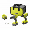 RYOBI One+ Duo perceuse a percussion + visseuse a chocs sans fil 18V - R18PDID2-252S - batteries 2 et 5 Ah - sac de rangement