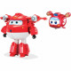 SUPER WINGS  TRANSFORMING JETT SUPERCHARGE + FIGURINE SUPER MINI JETT  Avion Jouet Transformable Figurine Robot 12cm  Joue…