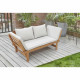 Banquette de jardin convertible en acacia - 2 places - Avec coussins - Gris clair - KAYDA