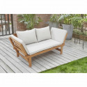 Banquette de jardin convertible en acacia - 2 places - Avec coussins - Gris clair - KAYDA