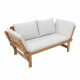 Banquette de jardin convertible en acacia - 2 places - Avec coussins - Gris clair - KAYDA