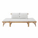 Banquette de jardin convertible en acacia - 2 places - Avec coussins - Gris clair - KAYDA