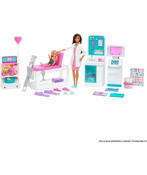 Barbie - Coffret Clinique de Barbie avec poupée Docteur brune et plus de 30 éléments et accessoires - Poupée Mannequin - Des …