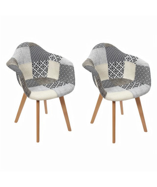 Lot de 2 Fauteuils - Gris - L 85 x P 59 x H 63.8cm - PATCHWORK