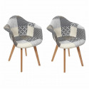 Lot de 2 Fauteuils - Gris - L 85 x P 59 x H 63.8cm - PATCHWORK