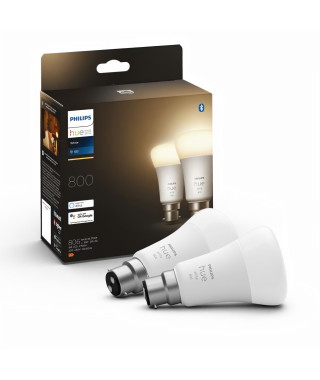 PHILIPS Hue White - Ampoule LED connectée 9,5W - B22 - Compatible Bluetooth - Pack de 2