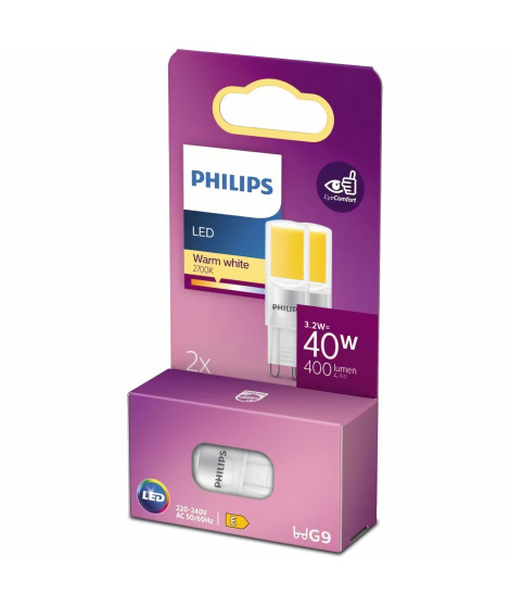 PHILIPS Ampoule LED Capsule G9 - 40W Blanc Chaud - Verre - Lot de 2