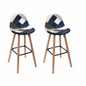 Lot de 2 Tabourets de bar - Bleu gris - PATCHWORK