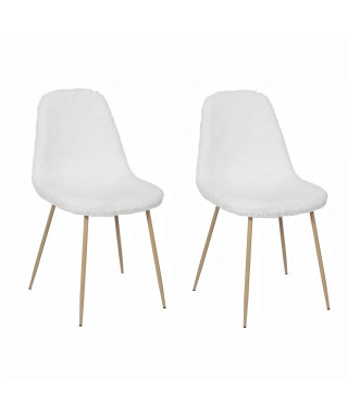 AUREA Lot de 2 Chaises imitation fourrure - Blanc - L 54,7 x P 44,1 x H 85,2 cm