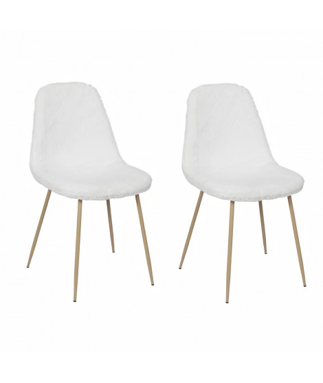 AUREA Lot de 2 Chaises imitation fourrure - Blanc - L 54,7 x P 44,1 x H 85,2 cm