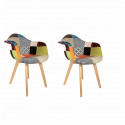 Lot de 2 Fauteuils scandinave - Tissu - L 62 x P 60.5 x H 86 cm - PATCHWORK