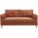 Canapé 3 places + 2 coussins - Tissu Terracotta - L 175 x P 80 x H 85 cm - COPENHAGUE