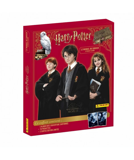 PANINI - Harry Potter Le Manuel du Sorcier - Coffret : 1 Album cartonné + 16 pochettes + 2 cartes Edition Limitée