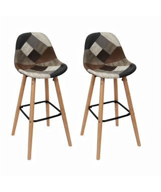 Lot de 2 Tabourets de bar - Simili - PATCHWORK