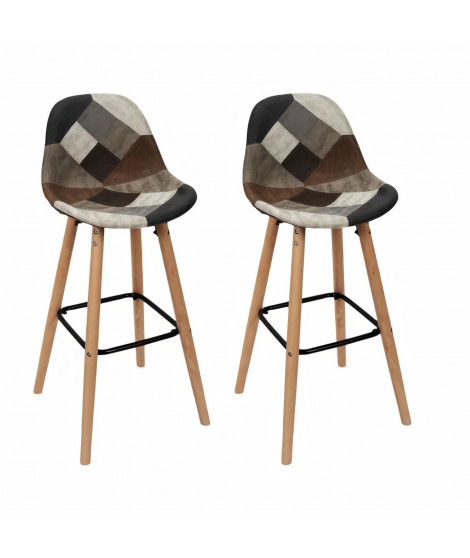 Lot de 2 Tabourets de bar - Simili - PATCHWORK