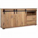 Buffet coulissantes - Chene - Style campagne - 2 portes - MANZANO - L 180 x P 40 x H 87 cm