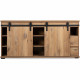 Buffet coulissantes - Chene - Style campagne - 2 portes - MANZANO - L 180 x P 40 x H 87 cm