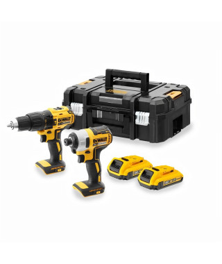 DEWALT - Pack Perceuse et Visseuse a chocs 18V XR Brushless - DCK2060D2T-QW - Livré avec 1 coffret TSTAK + 2 batteries 18V XR…