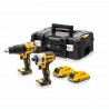 DEWALT - Pack Perceuse et Visseuse a chocs 18V XR Brushless - DCK2060D2T-QW - Livré avec 1 coffret TSTAK + 2 batteries 18V XR…