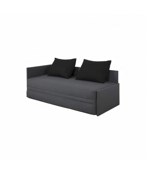 DUNLOPILLO Banquette lit gigogne avec deux matelas - Tissu Gris - Made in France - l 195 x P 83 x H 85 cm - ALBANE