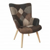 Fauteuil patchwork - Simili Marron - L 65 x P 74 x H 100cm - HELSINKI