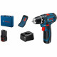 Perceuse visseuse sans-fil BOSCH PROFESSIONAL - GSR 12V-15 (2 batteries 2.0Ah, chargeur, coffret, set 10 embouts de vissage)