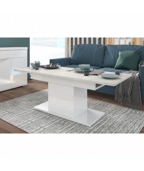 Table basse - Décor blanc - 120/154X54.5X60 - Be alive