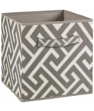 COMPO Tiroir de rangement - Tissu - 27 x 27 x 28 cm - Motif Labyrinthe - Gris et blanc