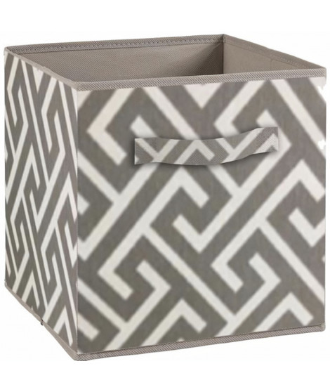 COMPO Tiroir de rangement - Tissu - 27 x 27 x 28 cm - Motif Labyrinthe - Gris et blanc