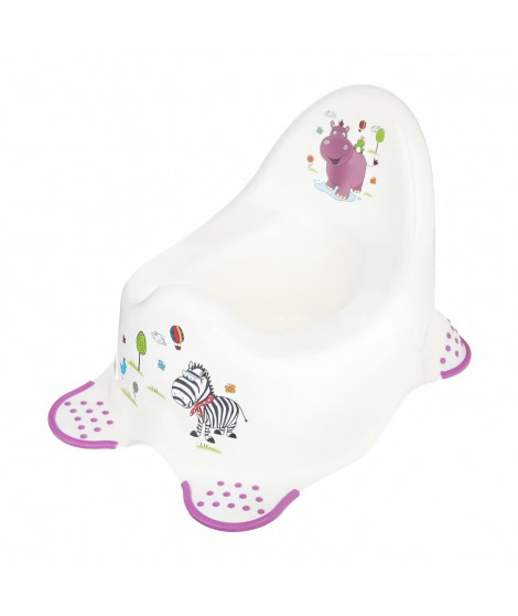 PLASTOREX Vase de Nuit Blanc a Pieds Antidérapants Violet Décor Hippo