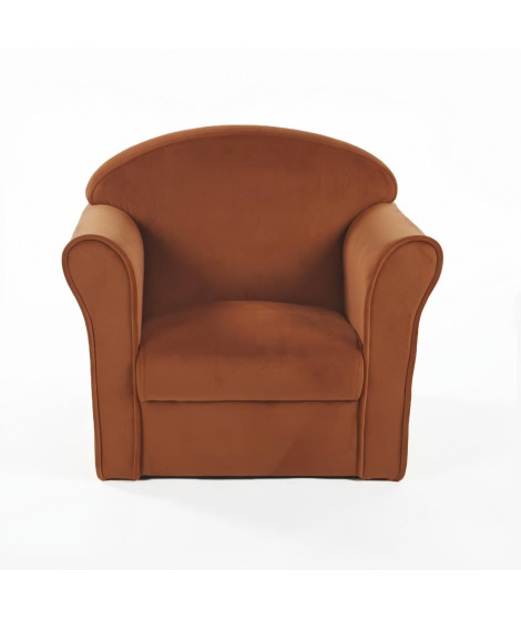 Fauteuil club enfant - Velours Terra cotta - Bois pin massif - L 50 x P 39 x H 44 cm - BREED