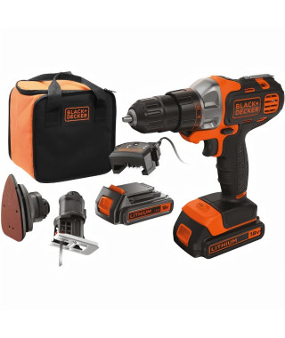 BLACK+DECKER MT218S2A-QW KIT MULTIEVO 18V 3 EN 1 VISSEUSE + PONCEUSE + SCIE SAUTEUSE 2 BATTERIES